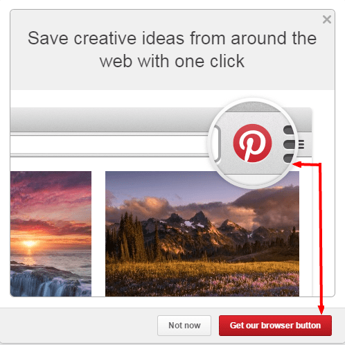 Browser button for Pinterest engagement